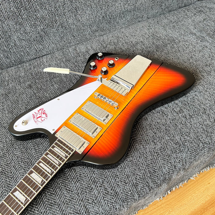 Firebird Style Electric Guitar with Flamed Maple Top (GKS-003)