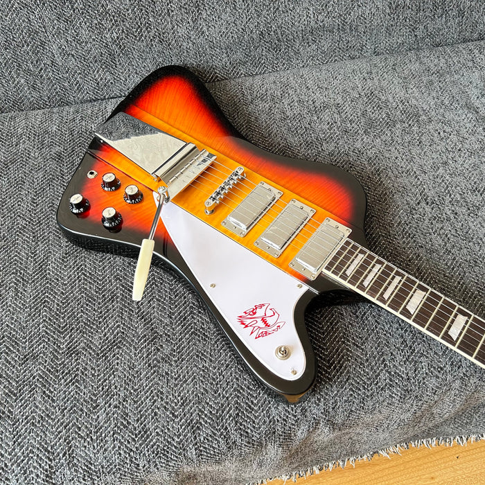 Firebird Style Electric Guitar with Flamed Maple Top (GKS-003)
