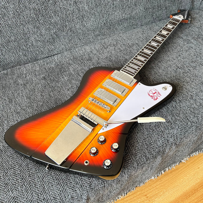 Firebird Style Electric Guitar with Flamed Maple Top (GKS-003)