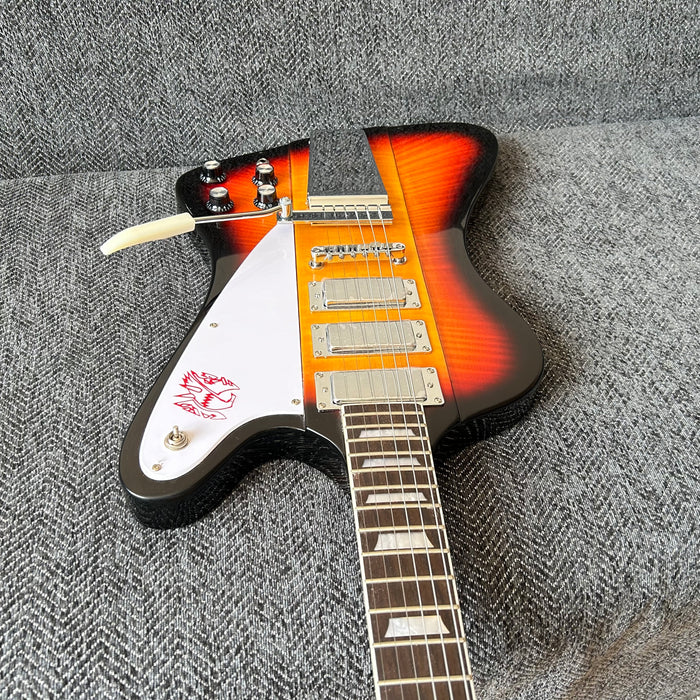 Firebird Style Electric Guitar with Flamed Maple Top (GKS-003)