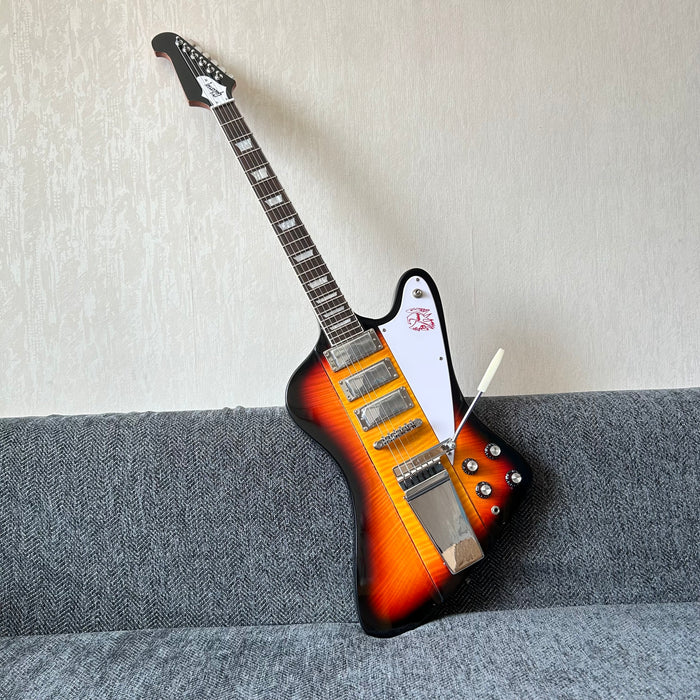 Firebird Style Electric Guitar with Flamed Maple Top (GKS-003)