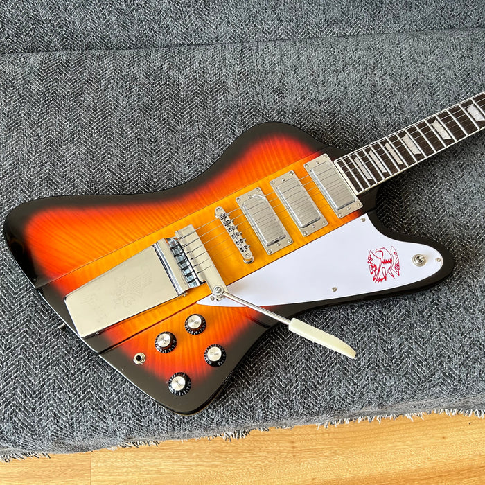 Firebird Style Electric Guitar with Flamed Maple Top (GKS-003)