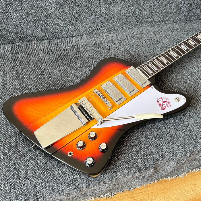 Firebird Style Electric Guitar with Flamed Maple Top (GKS-003)