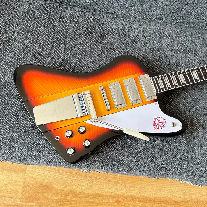 Firebird Style Electric Guitar with Flamed Maple Top (GKS-003)