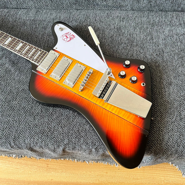Firebird Style Electric Guitar with Flamed Maple Top (GKS-003)