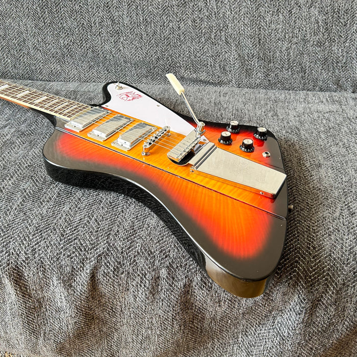 Firebird Style Electric Guitar with Flamed Maple Top (GKS-003)
