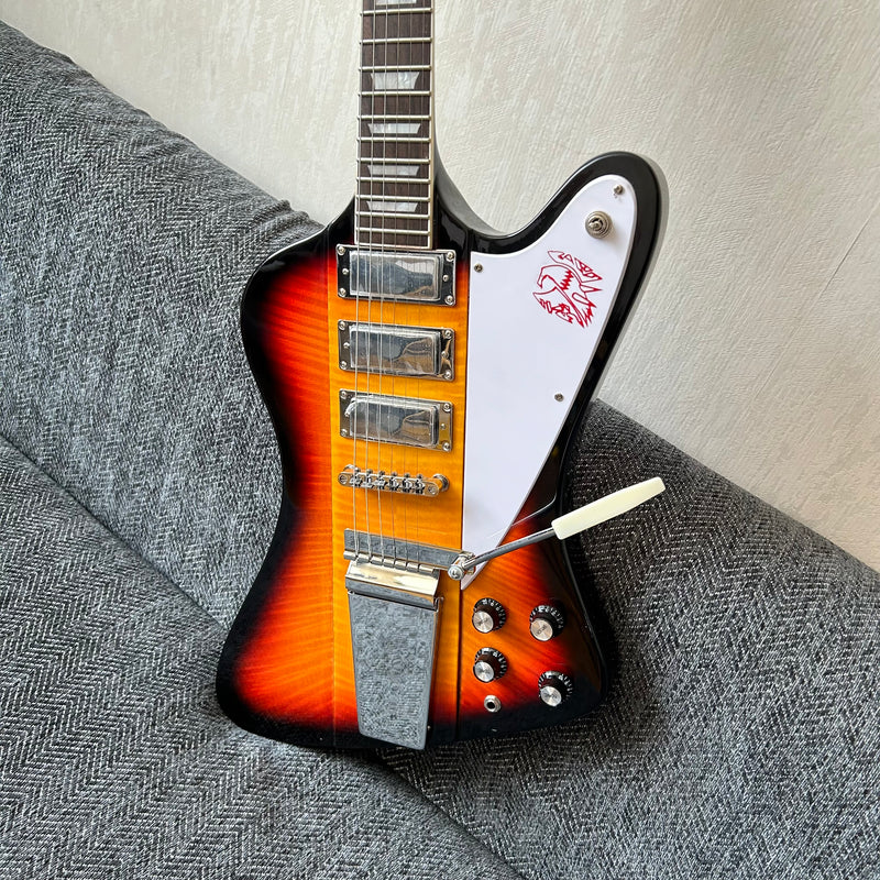 Firebird Style Electric Guitar with Flamed Maple Top (GKS-003)