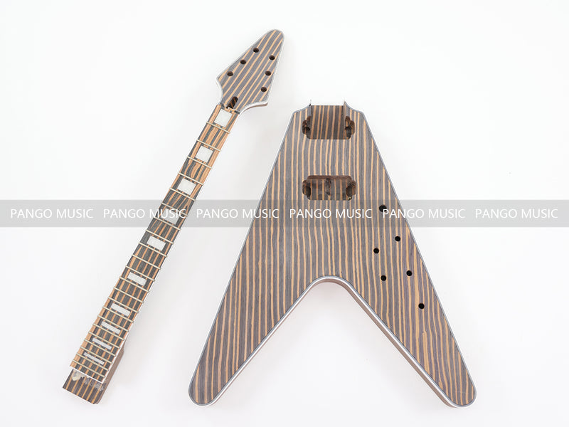 Flying V Style All Zebrawood DIY Electric Guitar Kit (PFV-670C, Limited Edition)