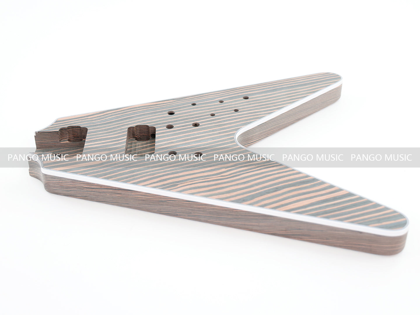 Flying V（メーカー不明／DuncanフロントPU・Schallerペグ） Flying V Style All Zebrawood DIY Electric Guitar Kit (PFV-672