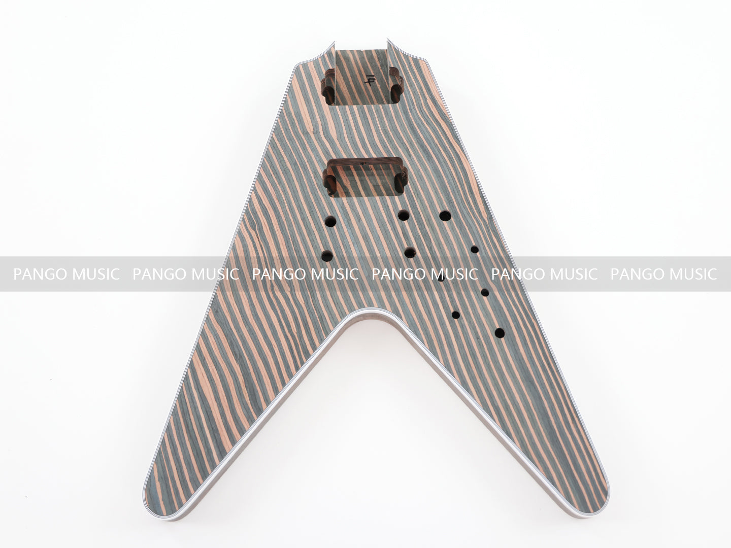 Flying V（メーカー不明／DuncanフロントPU・Schallerペグ） Flying V Style All Zebrawood DIY Electric Guitar Kit (PFV-672