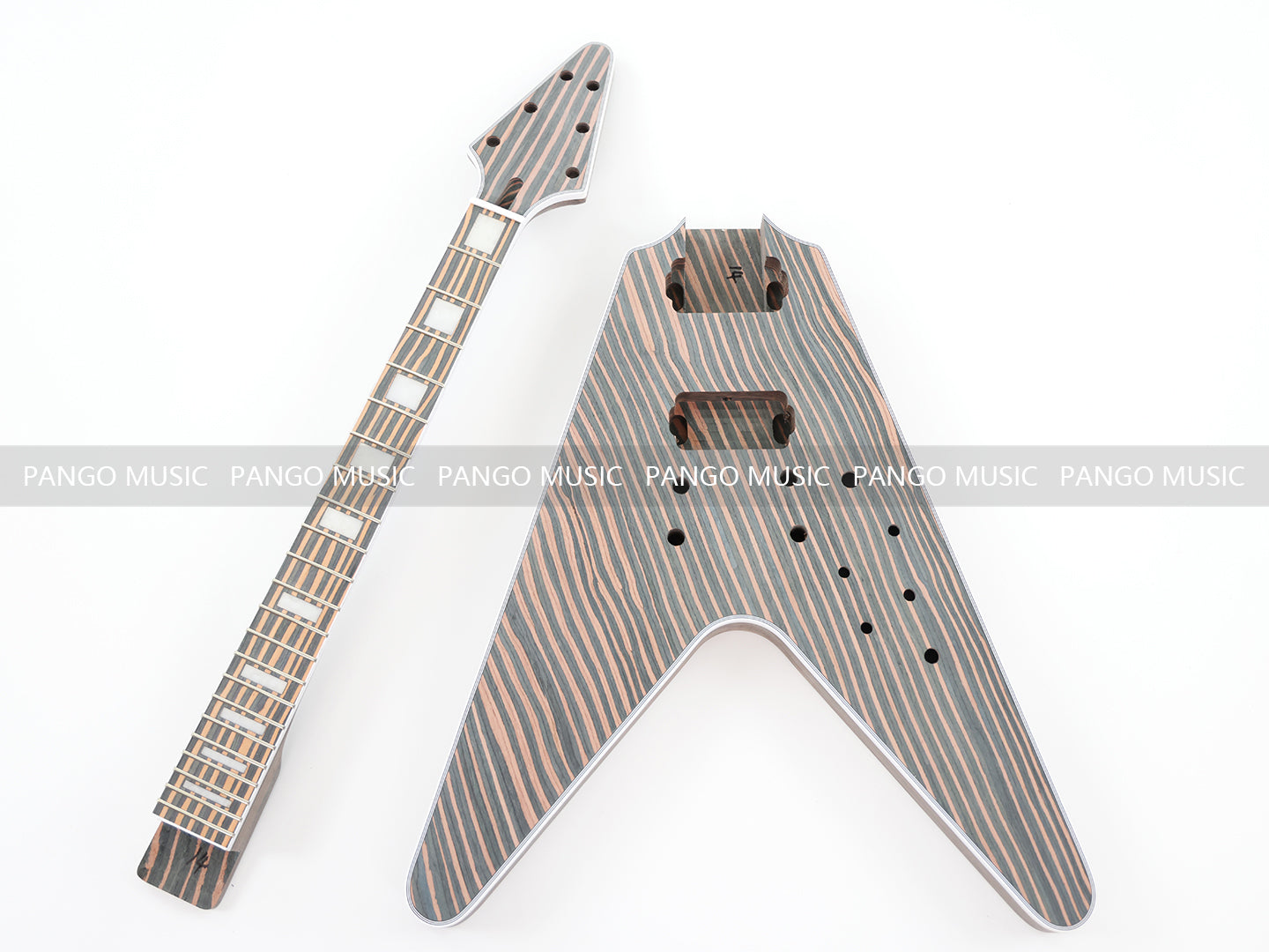 Flying V Style All Zebrawood DIY Electric Guitar Kit (PFV-672