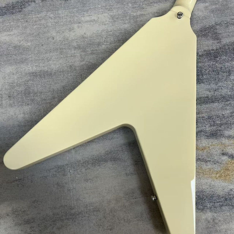 Flying V Style Electric Guitar | Vintage Cream | Dual Humbuckers (LRG-057)