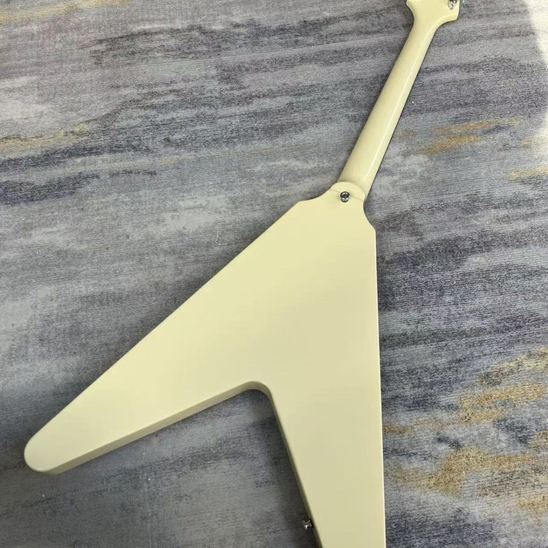 Flying V Style Electric Guitar | Vintage Cream | Dual Humbuckers (LRG-057)