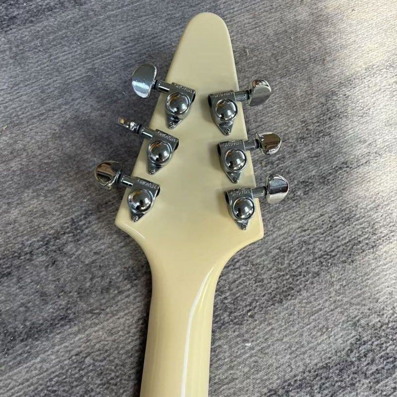 Flying V Style Electric Guitar | Vintage Cream | Dual Humbuckers (LRG-057)