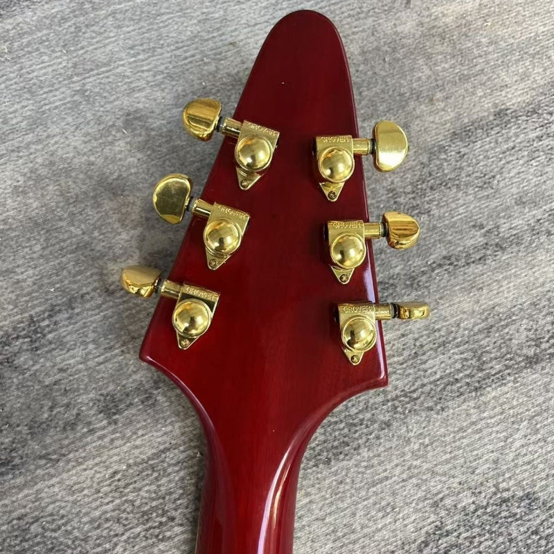 Flying V Style Electric Guitar with Gloss Cherry Red Finish(LRG-143)