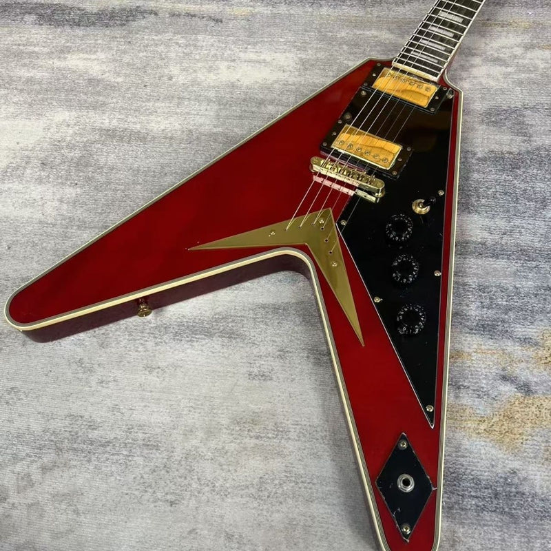 Flying V Style Electric Guitar with Gloss Cherry Red Finish(LRG-143)