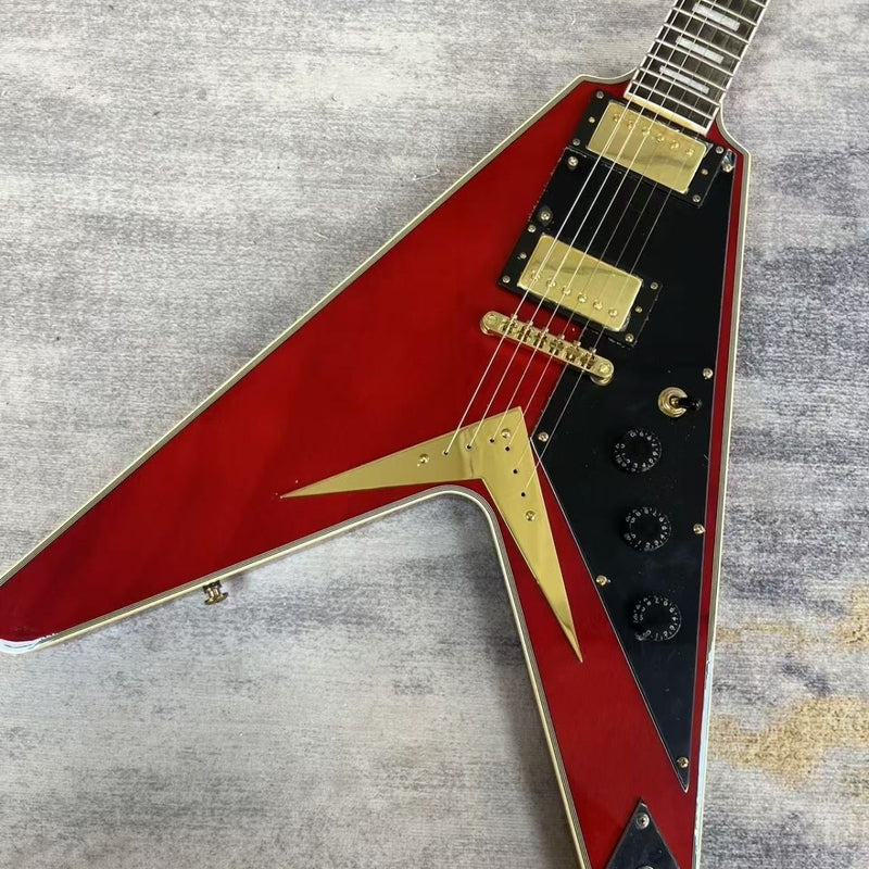 Flying V Style Electric Guitar with Gloss Cherry Red Finish(LRG-143)