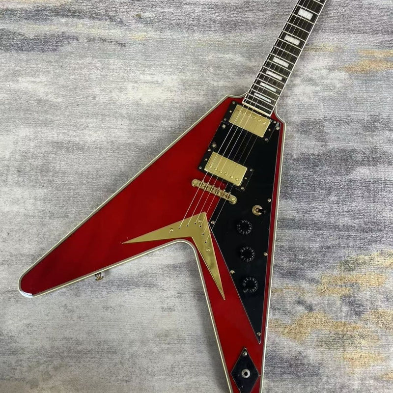 Flying V Style Electric Guitar with Gloss Cherry Red Finish(LRG-143)