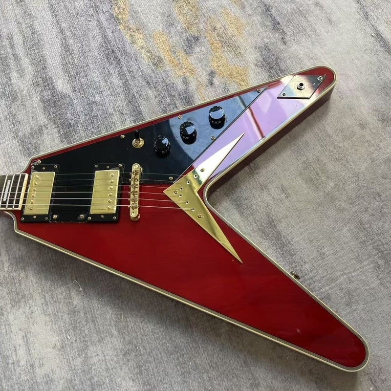 Flying V Style Electric Guitar with Gloss Cherry Red Finish(LRG-143)