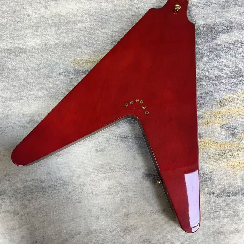 Flying V Style Electric Guitar with Gloss Cherry Red Finish(LRG-143)