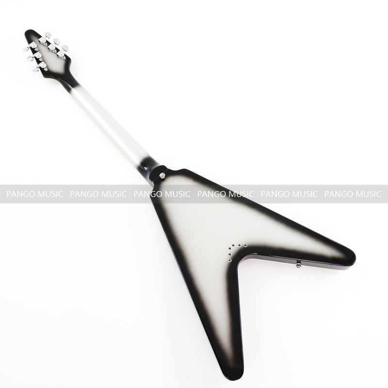 Pre-Sale Flying V Style Electric Guitar with Silver Metallic Finish (GKS-010X, No Logo)