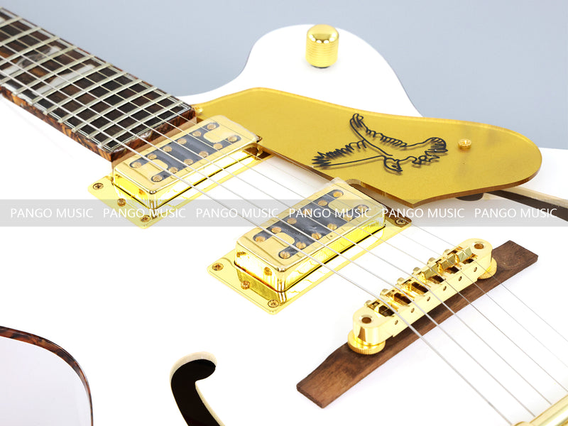 GRE Style Vintage Jazz Full Hollow Body Gloss White Electric Guitar (ZQN-519)