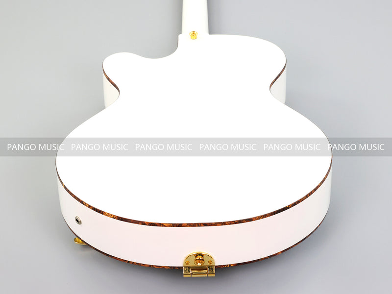GRE Style Vintage Jazz Full Hollow Body Gloss White Electric Guitar (ZQN-519)