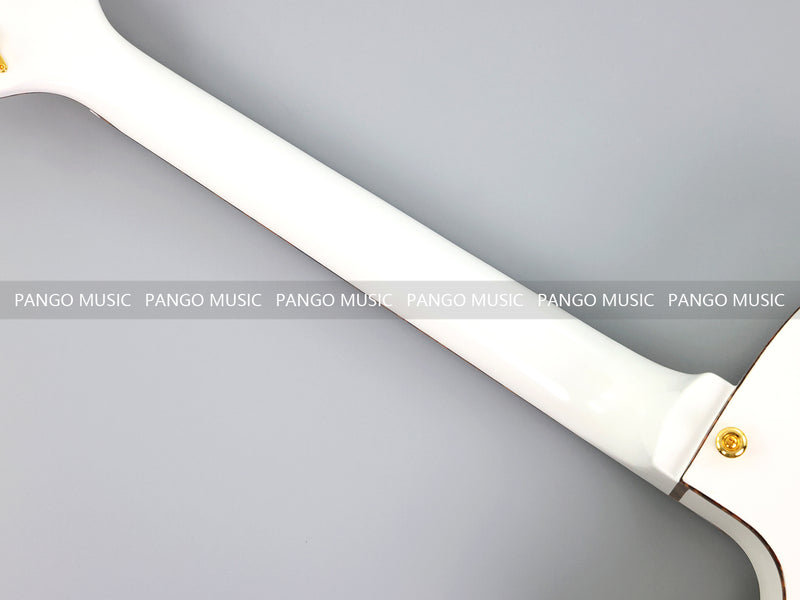 GRE Style Vintage Jazz Full Hollow Body Gloss White Electric Guitar (ZQN-519)