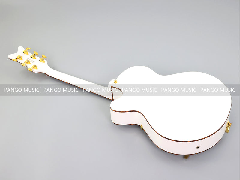 GRE Style Vintage Jazz Full Hollow Body Gloss White Electric Guitar (ZQN-519)