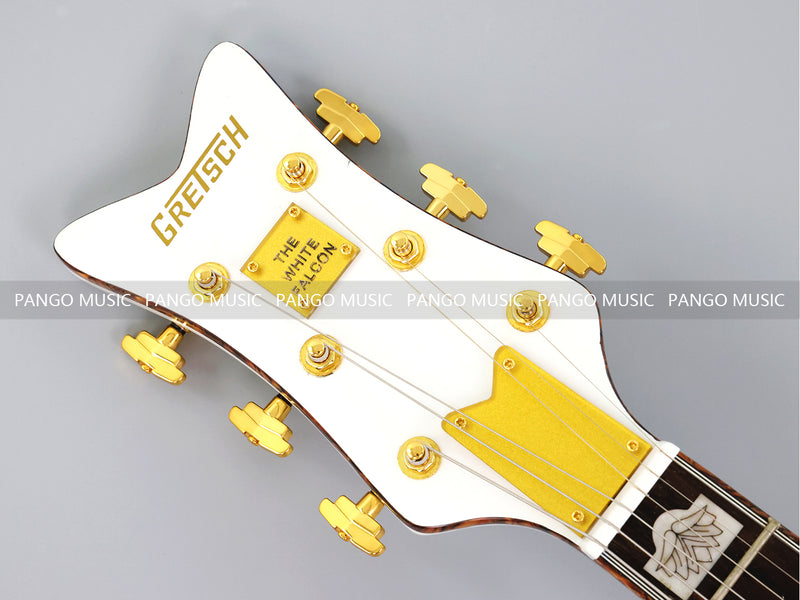 GRE Style Vintage Jazz Full Hollow Body Gloss White Electric Guitar (ZQN-519)