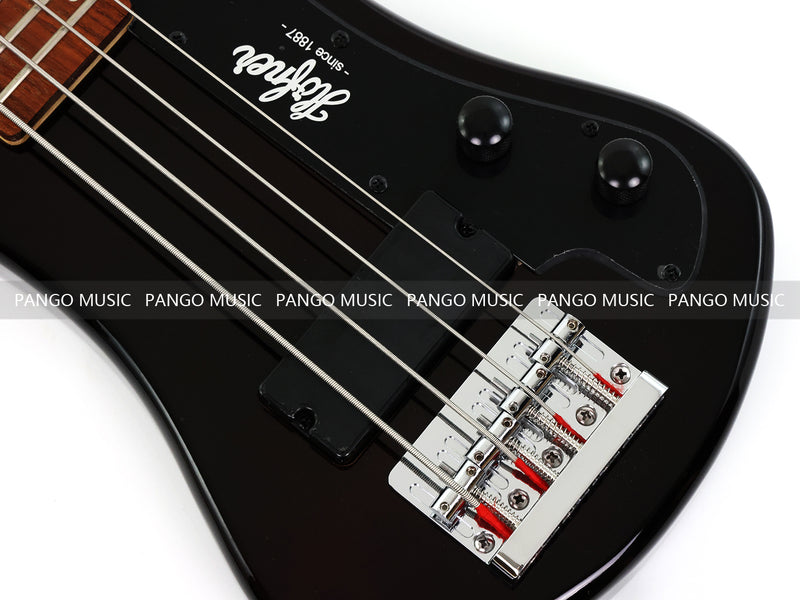 Gloss Black 4 String Headless Short Scale Travel Portable Electric Bass Guitar (PHF-118)