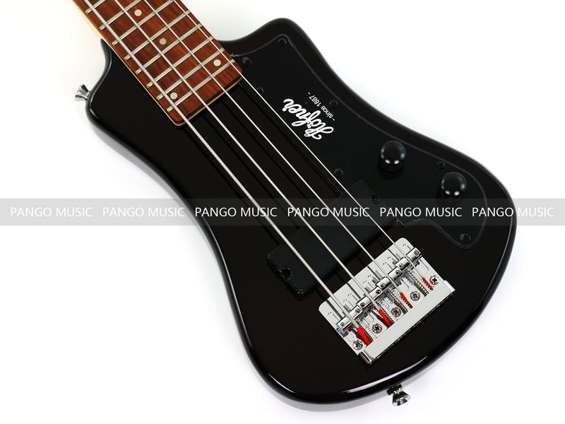 Gloss Black 4 String Headless Short Scale Travel Portable Electric Bass Guitar (PHF-118)