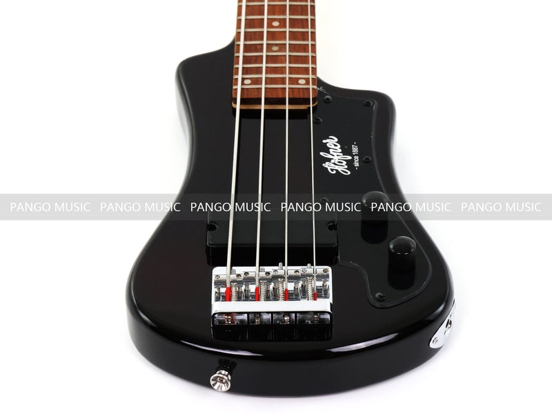 Gloss Black 4 String Headless Short Scale Travel Portable Electric Bass Guitar (PHF-118)