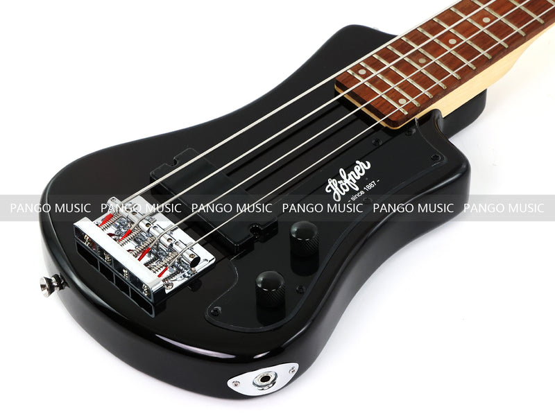 Gloss Black 4 String Headless Short Scale Travel Portable Electric Bass Guitar (PHF-118)