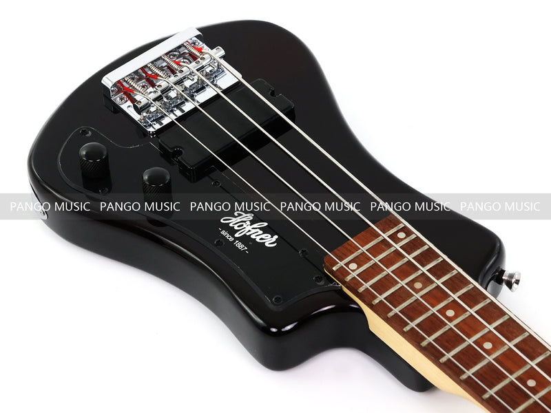 Gloss Black 4 String Headless Short Scale Travel Portable Electric Bass Guitar (PHF-118)