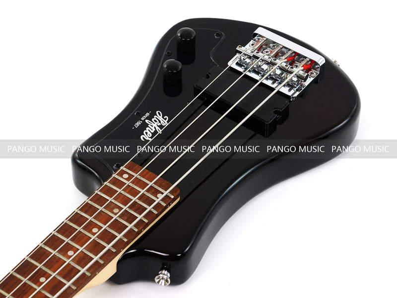 Gloss Black 4 String Headless Short Scale Travel Portable Electric Bass Guitar (PHF-118)