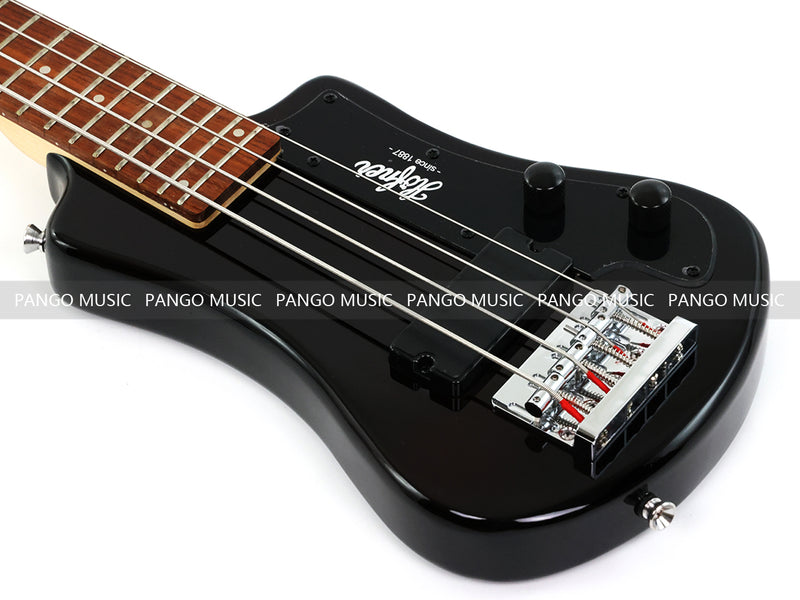 Gloss Black 4 String Headless Short Scale Travel Portable Electric Bass Guitar (PHF-118)