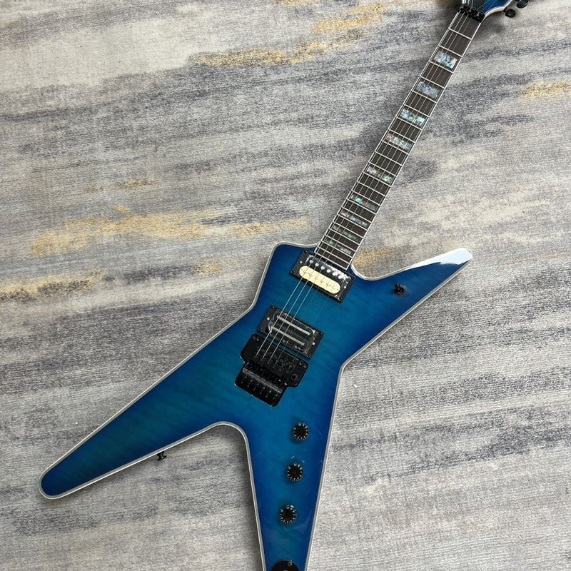 Gloss Blue Gradient Finish Flamed Maple Top Electric Guitar (LRG-013)