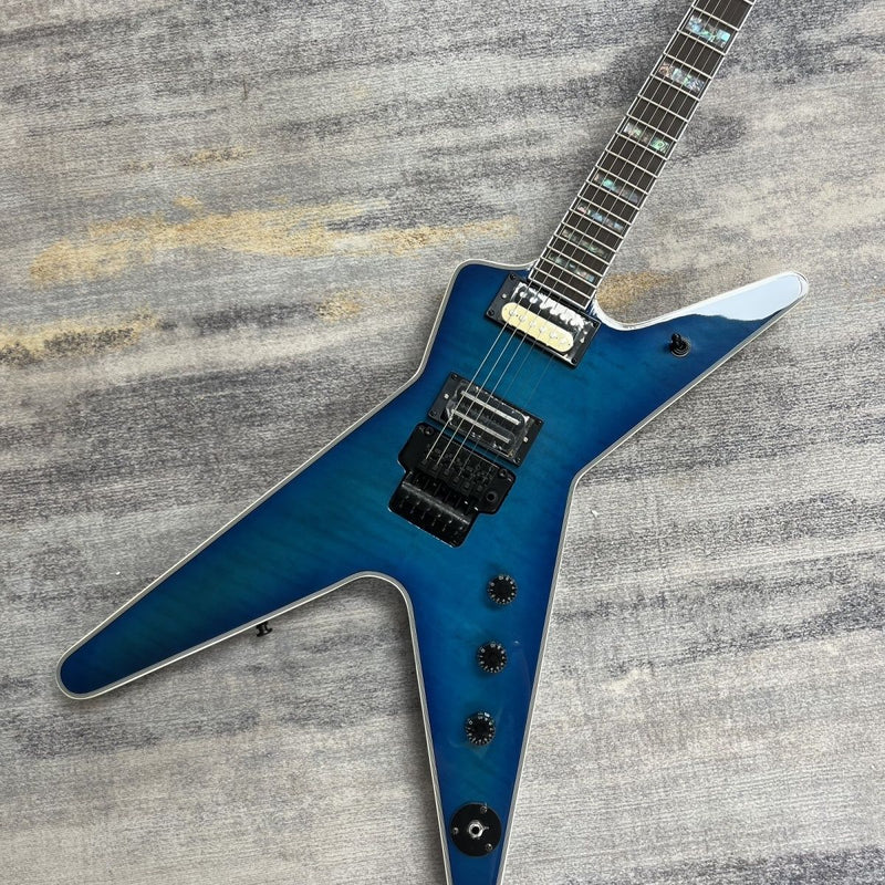 Gloss Blue Gradient Finish Flamed Maple Top Electric Guitar (LRG-013)