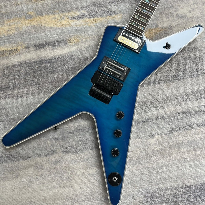 Gloss Blue Gradient Finish Flamed Maple Top Electric Guitar (LRG-013)