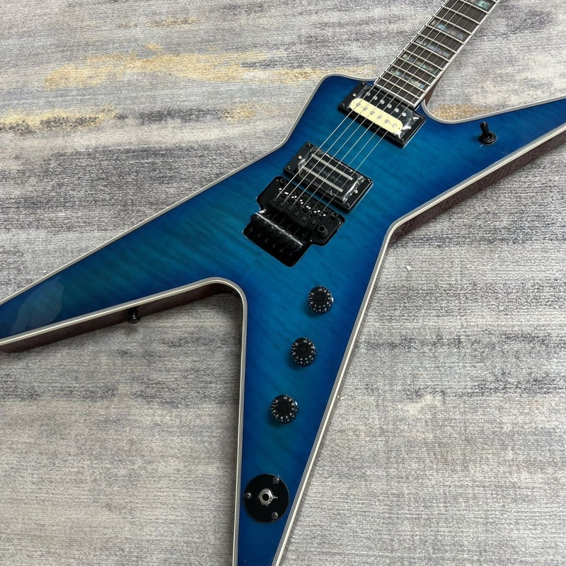 Gloss Blue Gradient Finish Flamed Maple Top Electric Guitar (LRG-013)