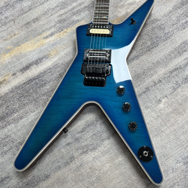 Gloss Blue Gradient Finish Flamed Maple Top Electric Guitar (LRG-013)