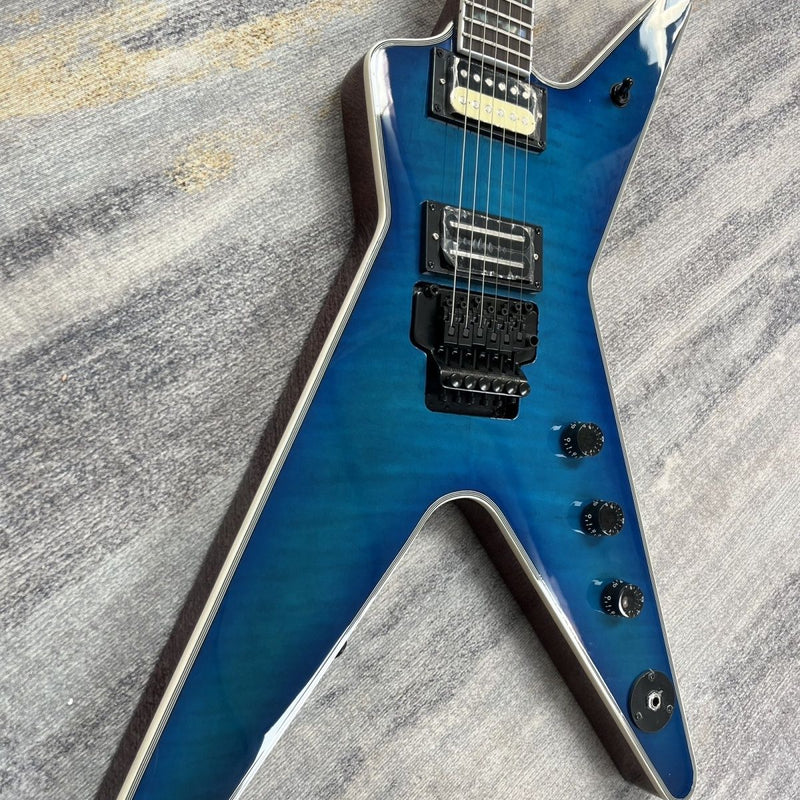 Gloss Blue Gradient Finish Flamed Maple Top Electric Guitar (LRG-013)