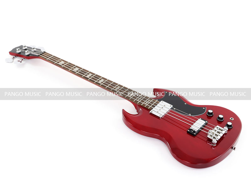Gloss Cherry Red 4-String SG-Style Electric Bass Guitar (LYM-588)