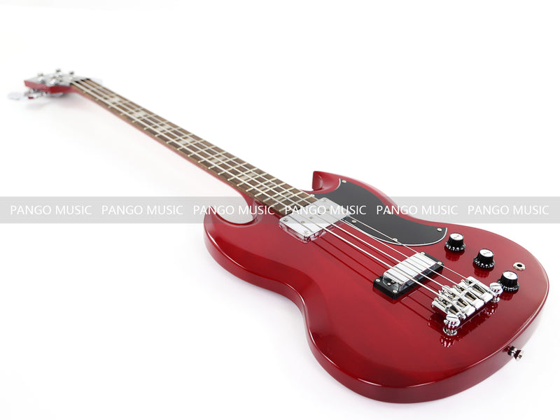 Gloss Cherry Red 4-String SG-Style Electric Bass Guitar (LYM-588)