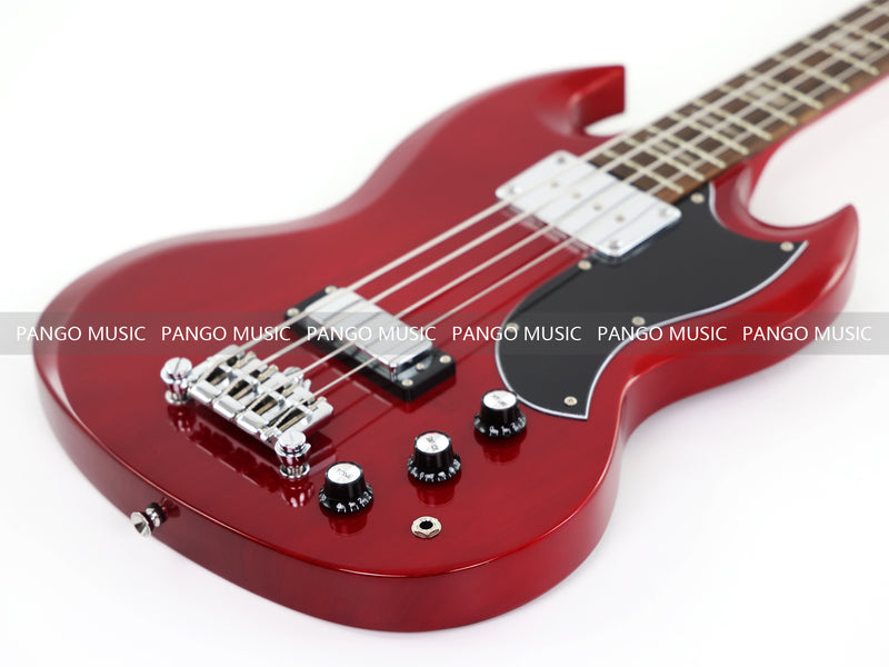 Gloss Cherry Red 4-String SG-Style Electric Bass Guitar (LYM-588)