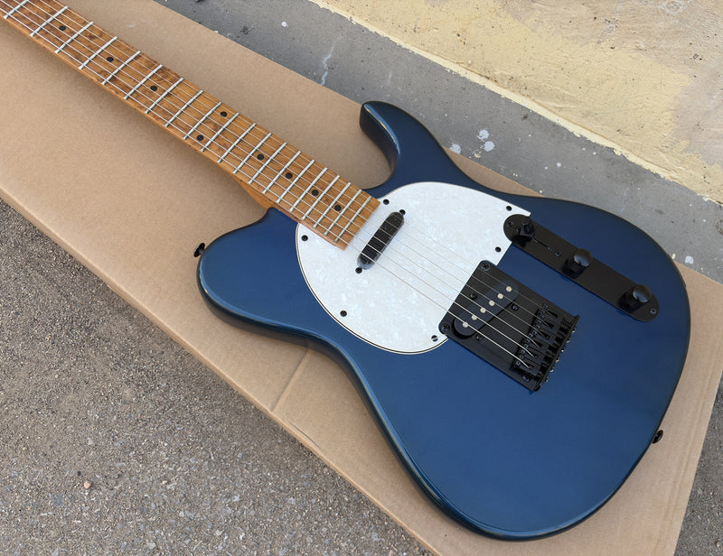 Gloss Metallic Blue Finish Tele Style Electric Guitar with Roasted Maple Neck (YMZ-259)