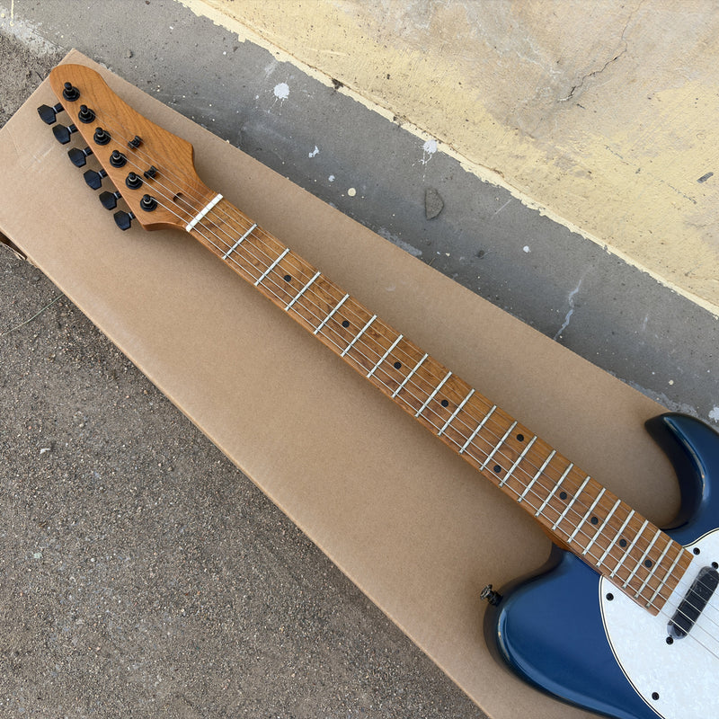 Gloss Metallic Blue Finish Tele Style Electric Guitar with Roasted Maple Neck (YMZ-259)
