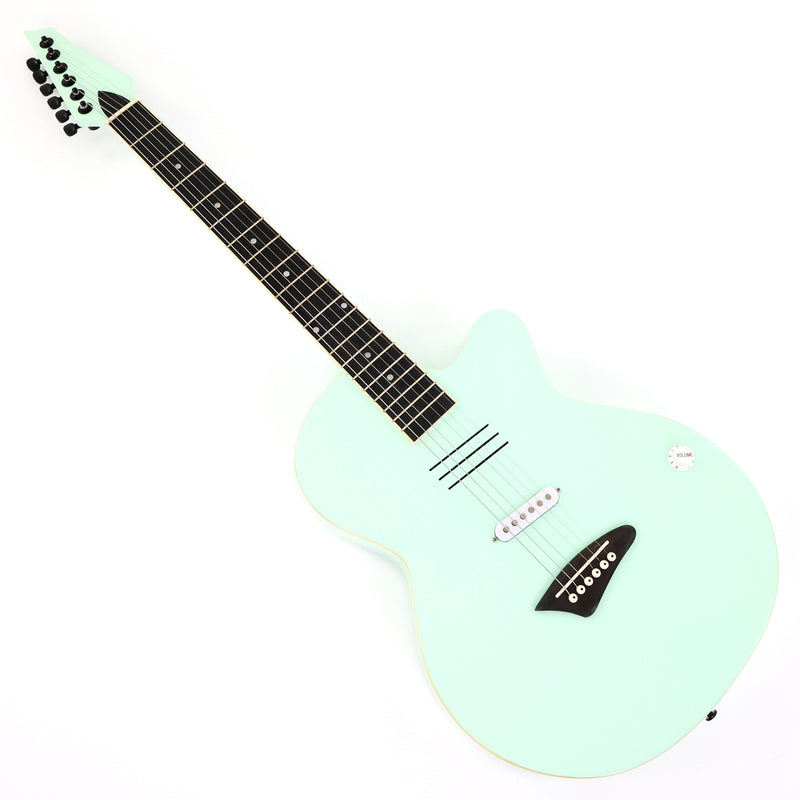 Gloss Mint Green Thin Body Acoustic-Electric Guitar with Slotted Sound Holes (LE-552)