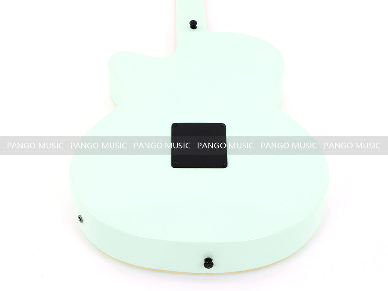 Gloss Mint Green Thin Body Acoustic-Electric Guitar with Slotted Sound Holes (LE-552)
